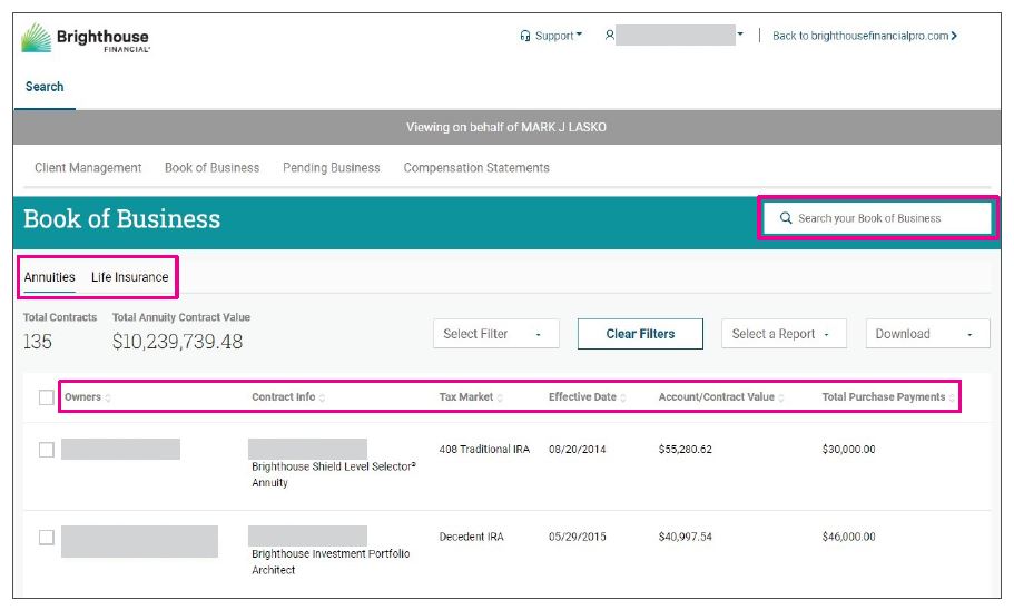book of business dashboard